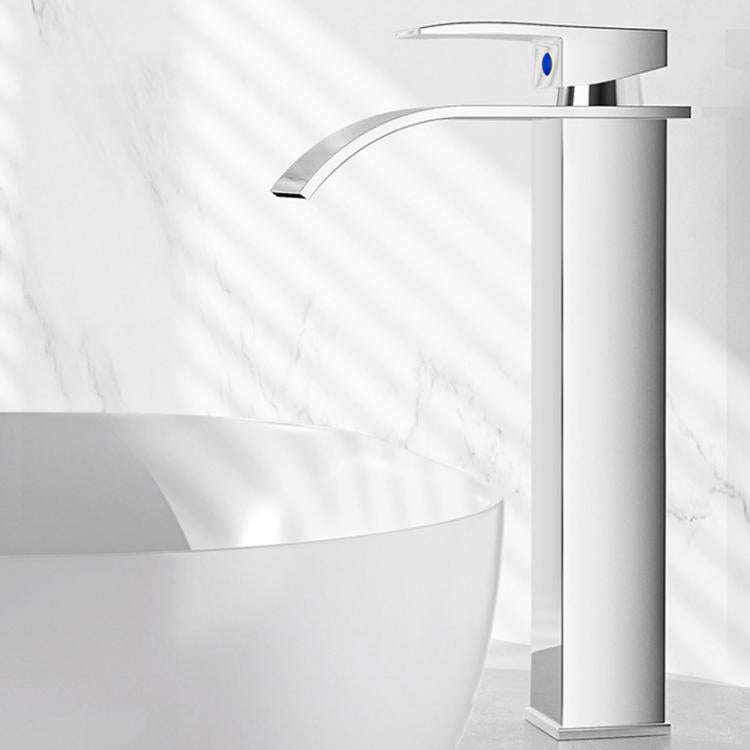 Waterfall Wash Basin Faucet Stainless Steel Hot/Cold Water Mixer Tap for Sink Basin, Spec: High S...