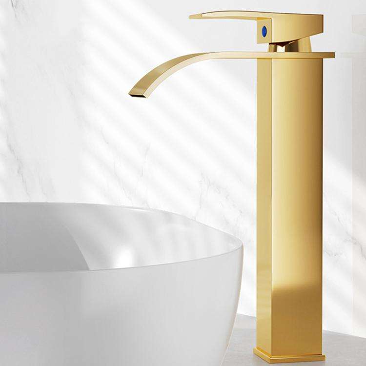 Waterfall Wash Basin Faucet Stainless Steel Hot/Cold Water Mixer Tap for Sink Basin, Spec: High R...