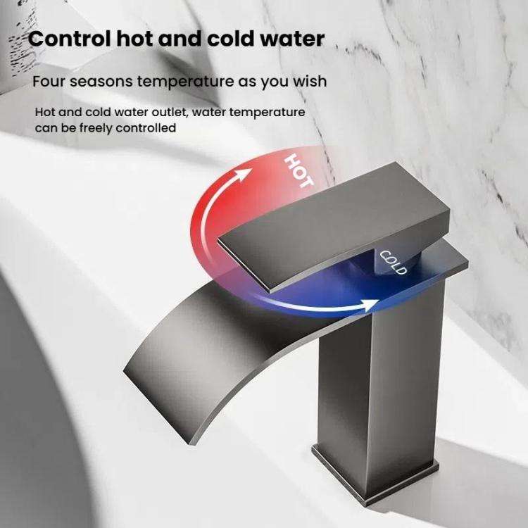 Waterfall Wash Basin Faucet Stainless Steel Hot/Cold Water Mixer Tap for Sink Basin, Spec: Low St...