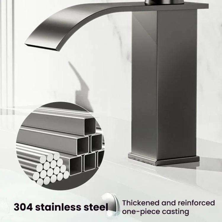 Waterfall Wash Basin Faucet Stainless Steel Hot/Cold Water Mixer Tap for Sink Basin, Spec: Low St...