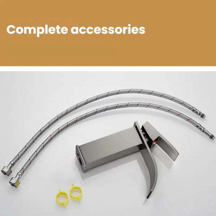 Waterfall Wash Basin Faucet Stainless Steel Hot/Cold Water Mixer Tap for Sink Basin, Spec: Low St...