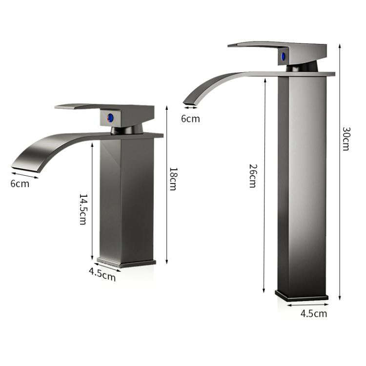 Waterfall Wash Basin Faucet Stainless Steel Hot/Cold Water Mixer Tap for Sink Basin, Spec: Low St...