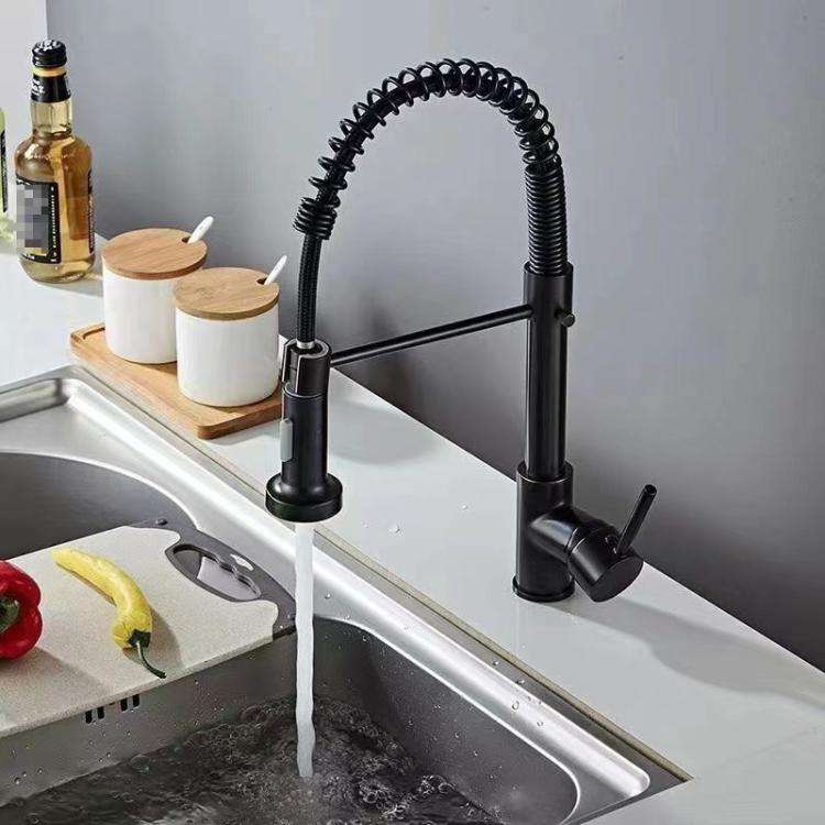 Kitchen Pull Down Spring Faucet Dual Mode Water Outlet Hot/Cold Water Mixer Tap(Brushed Gold)