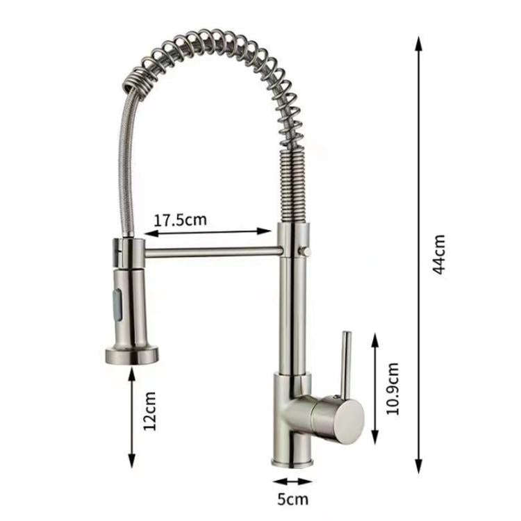 Kitchen Pull Down Spring Faucet Dual Mode Water Outlet Hot/Cold Water Mixer Tap(Black + Gold)