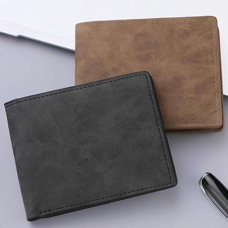 DEABOLAR Men Short Wallet Zipper Simple Soft Leather Purse Card Bag Student Retro Leather Wallet(...
