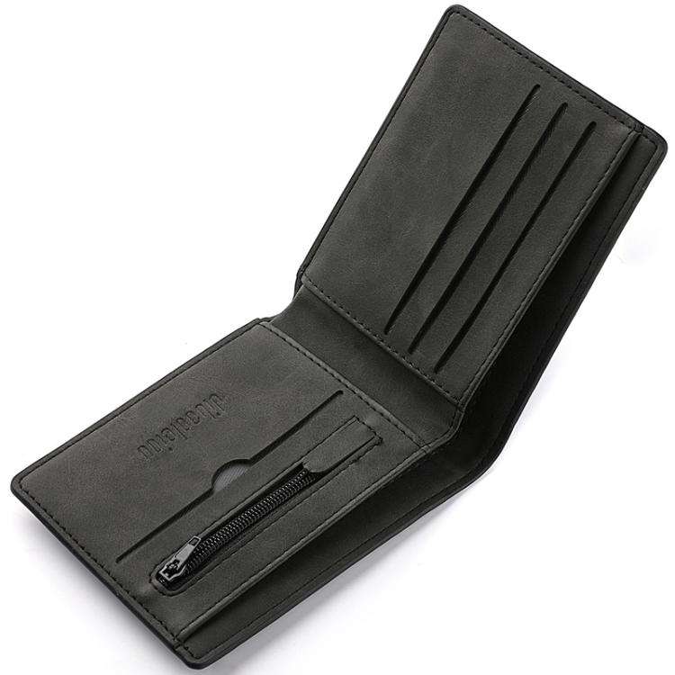 DEABOLAR Men Short Wallet Zipper Simple Soft Leather Purse Card Bag Student Retro Leather Wallet(...