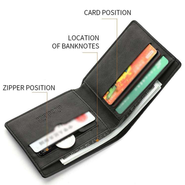 DEABOLAR Men Short Wallet Zipper Simple Soft Leather Purse Card Bag Student Retro Leather Wallet(...