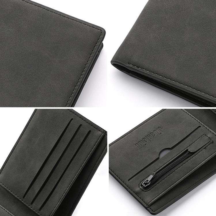 DEABOLAR Men Short Wallet Zipper Simple Soft Leather Purse Card Bag Student Retro Leather Wallet(...