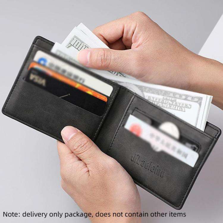 DEABOLAR Men Short Wallet Zipper Simple Soft Leather Purse Card Bag Student Retro Leather Wallet(...
