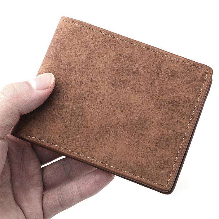 DEABOLAR Men Short Wallet Zipper Simple Soft Leather Purse Card Bag Student Retro Leather Wallet(...