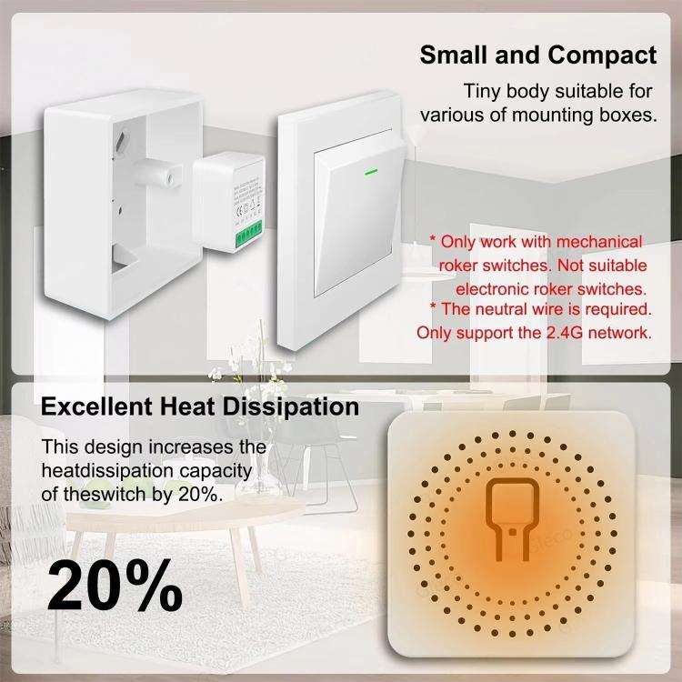 Compatible Tuya Zigbee 16A Smart Switch DIY Breaker 2 Way Control Voice Control