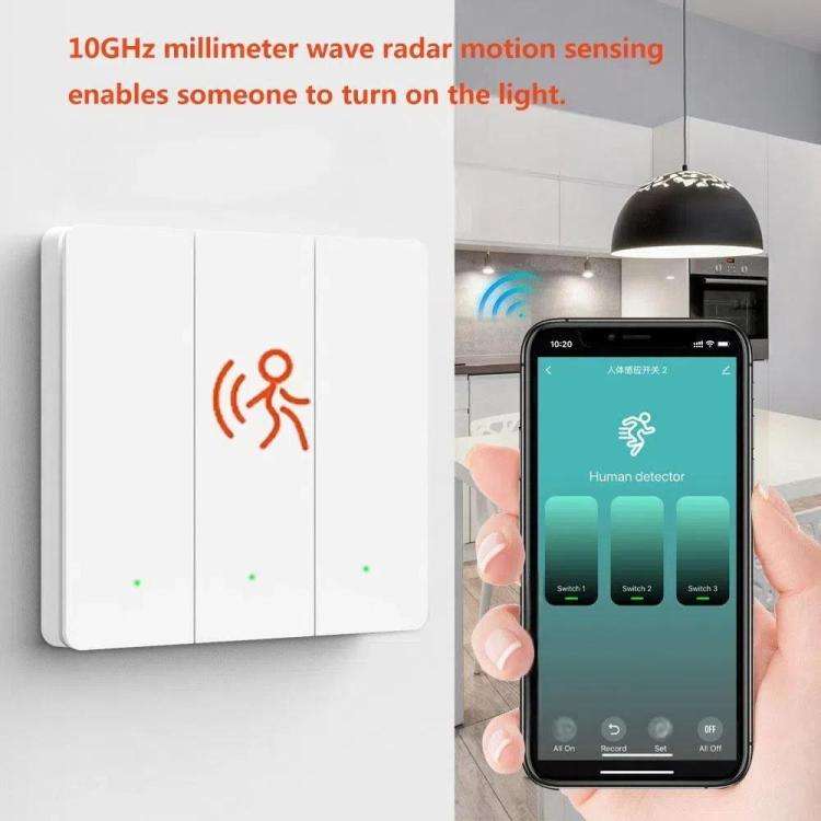 Compatible Tuya ZigBee Smart Light Switch With Radar Motion Sensor No Capacitor Required 2-Gang