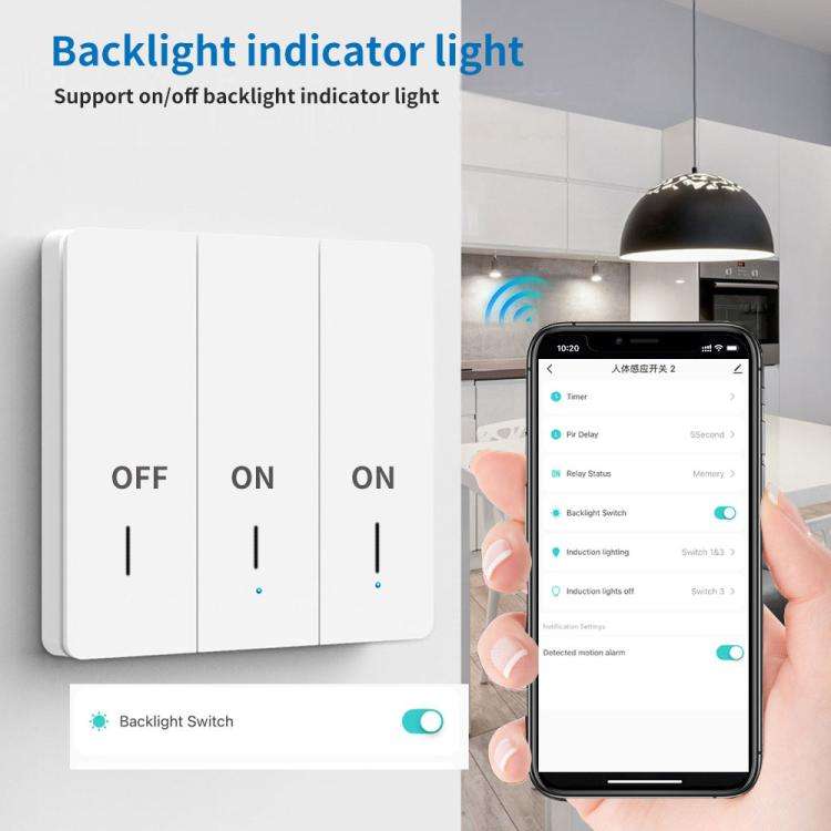 Compatible Tuya ZigBee Smart Light Switch With Radar Motion Sensor No Capacitor Required 2-Gang