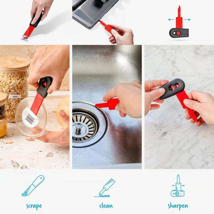 2 In 1 Cleaning Scraper Sticker Tool Household Cleaning Scrubber(Blue)