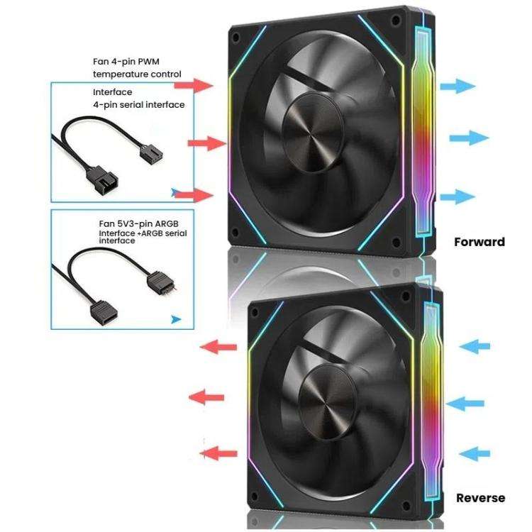 4RS 12cm Computer  Case Fan with Infinity Mirror ARGB Thermal Control & Ultra Quiet Cooling(Forwa...