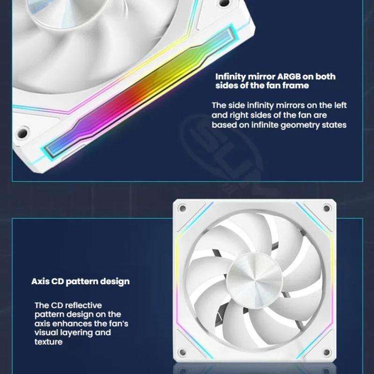 4RS 12cm Computer  Case Fan with Infinity Mirror ARGB Thermal Control & Ultra Quiet Cooling(Rever...