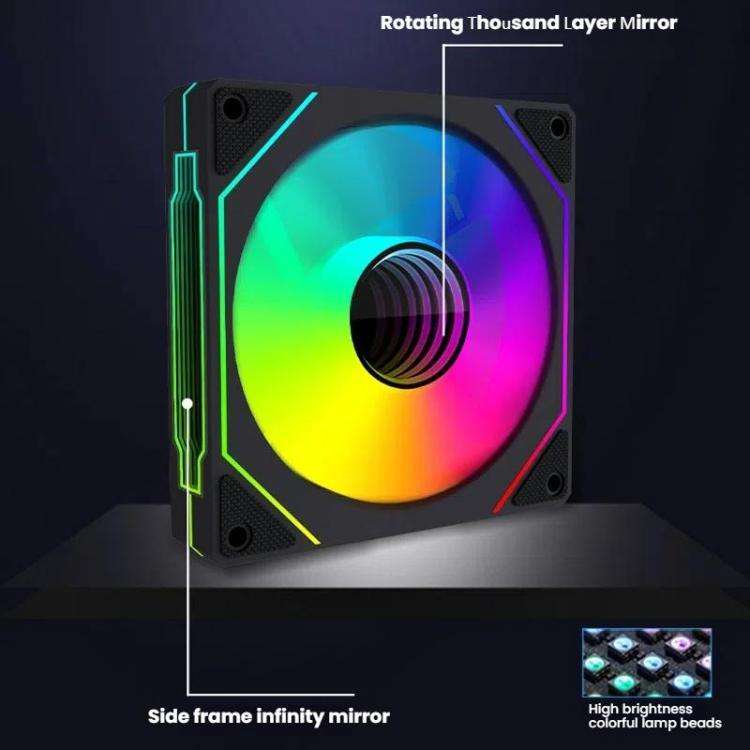 Prism 4RRO Computer Case Fan 12cm ARGB Sync PWM Quiet Cooling Fan(Reverse Black Frame)