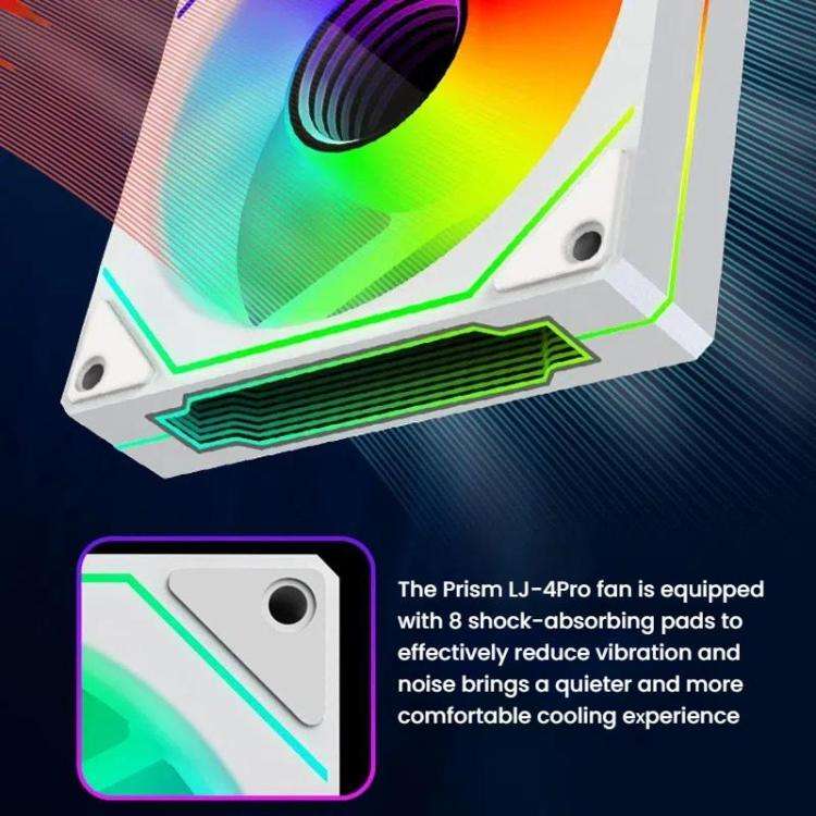 Prism 4RRO Computer Case Fan 12cm ARGB Sync PWM Quiet Cooling Fan(Reverse White Frame)