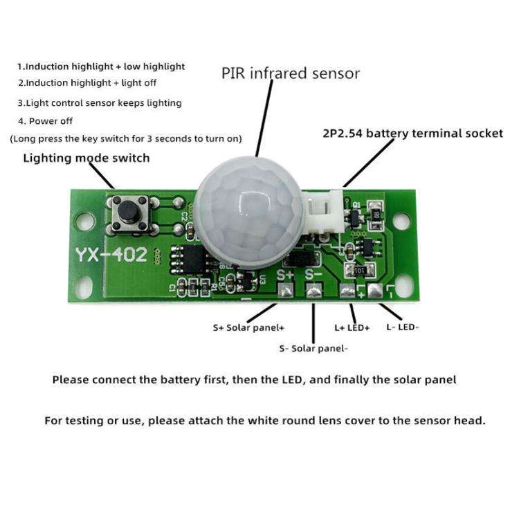 3.7V Infrared Human Sensor Solar Light Circuit Board Solar Wall Light Control Board PIR Wall Ligh...