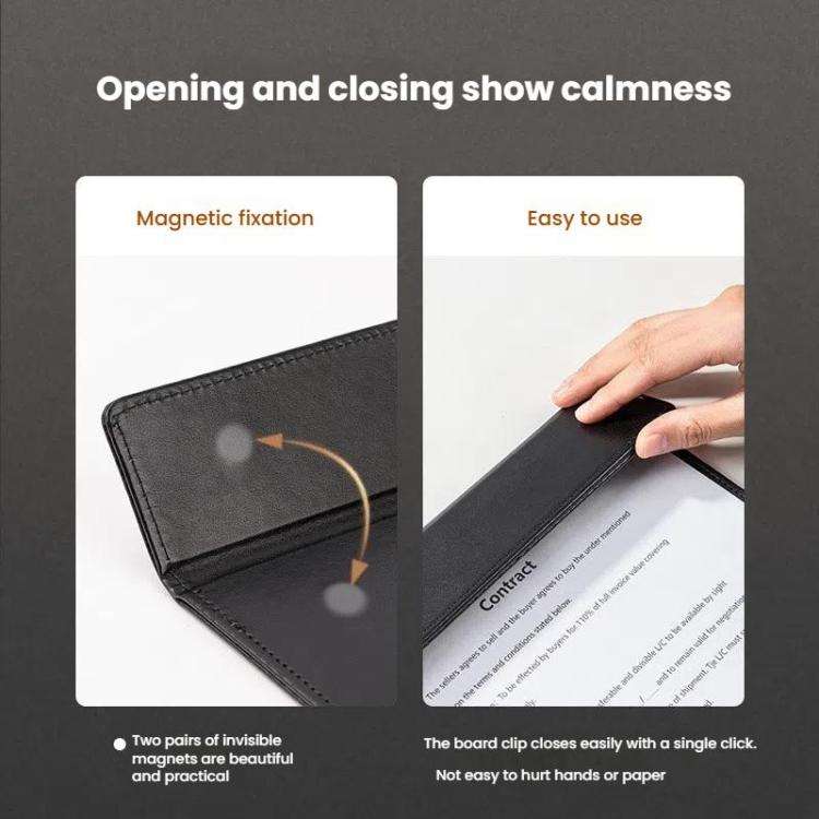 Deli  64506 A4 PU Magnetic Clipboard Writing Board File Folder for Office, Hotel, Meetings, Signi...