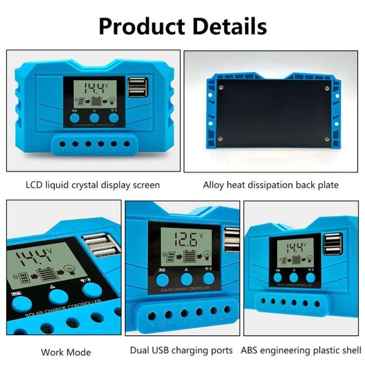 10A 12V 24V Lithium Lead Acid Solar Charge Controller PWM PV Controller With LCD Display
