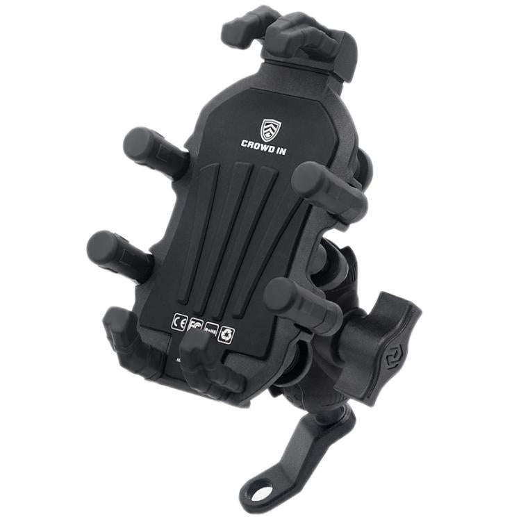 Motorcycle Rearview Mirror Mount Aluminum Alloy Shock-absorbing Mobile Phone Holder(Black)