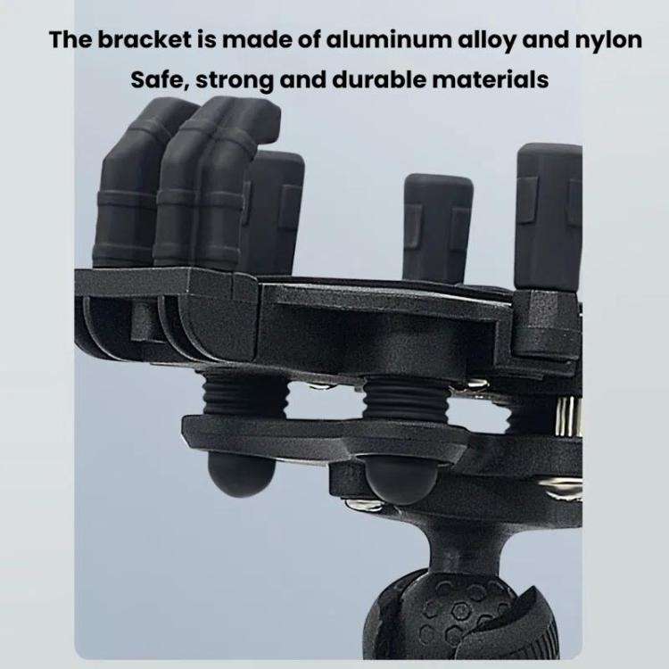 Motorcycle Rearview Mirror Mount Aluminum Alloy Shock-absorbing Mobile Phone Holder(Black)