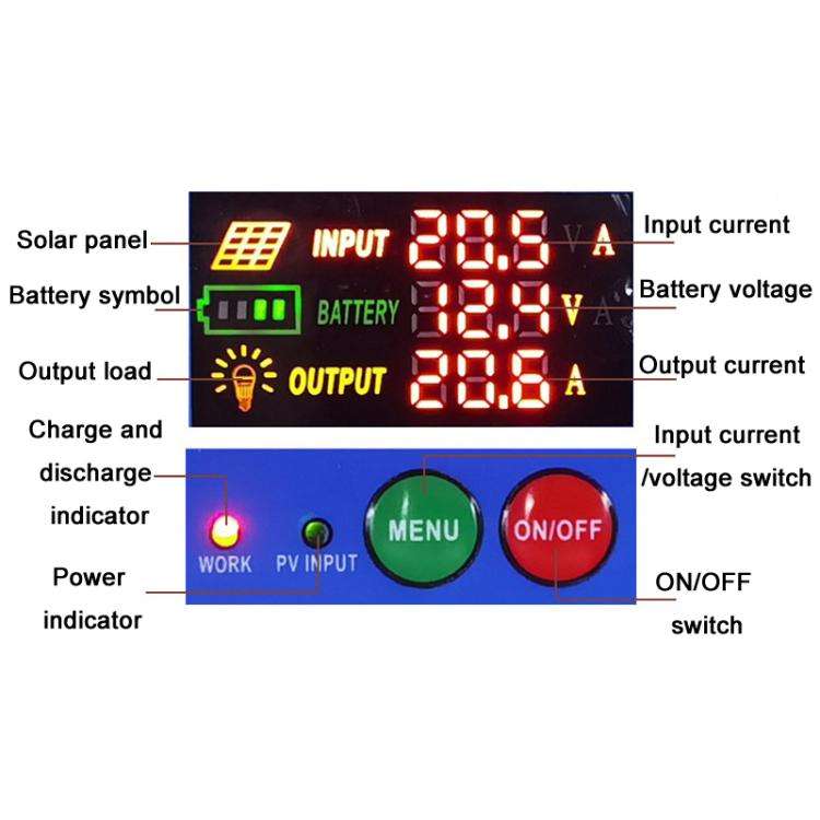 30A 12V 24V Setup-Free Color Screen Luminous Display Solar Controller PV Solar Charge Controller