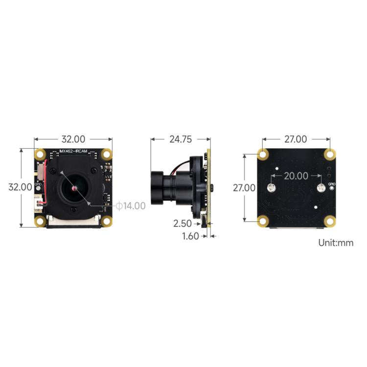 Waveshare For Raspberry Pi Series Boards IMX462 2MP Fixed-Focus IR-CUT Starlight Camera(30450)