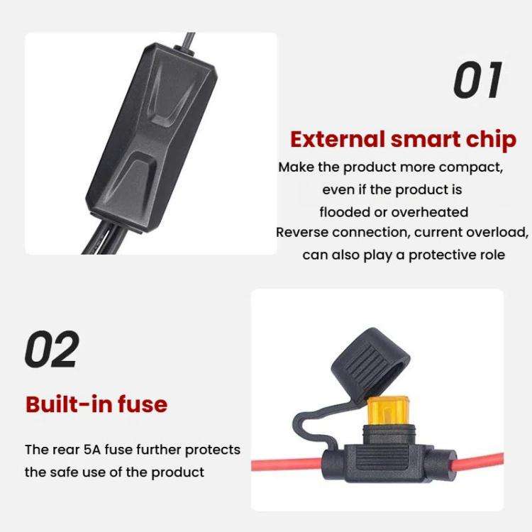 WUPP 2 in 1 QC3.0 Waterproof PD Fast Charging Motorcycle Mobile Phone USB Charger(Boxed)