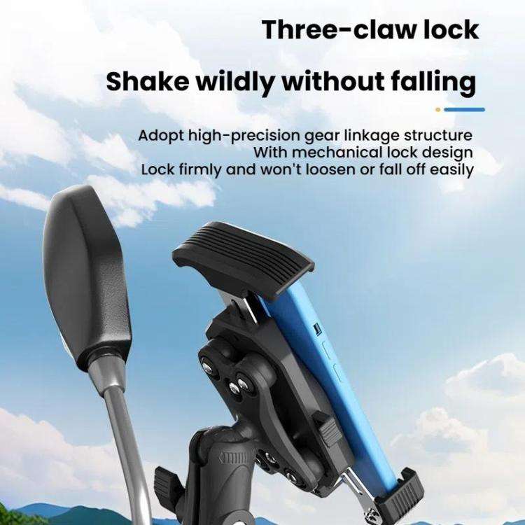 Motorcycle Shock-absorbing Rotatable 3-claw Mobile Phone Holder, Style: Handlebar Type