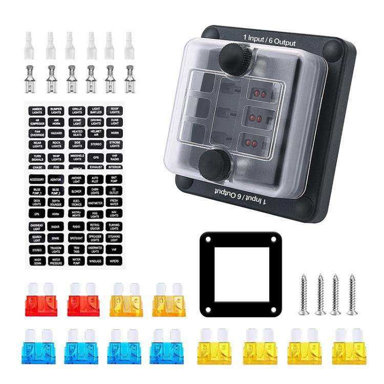 6-Way Waterproof Fuse Box With LED Indicator And Sticker(ZH-1704A1)