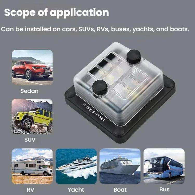 6-Way Waterproof Fuse Box With LED Indicator And Sticker(ZH-1704A1)