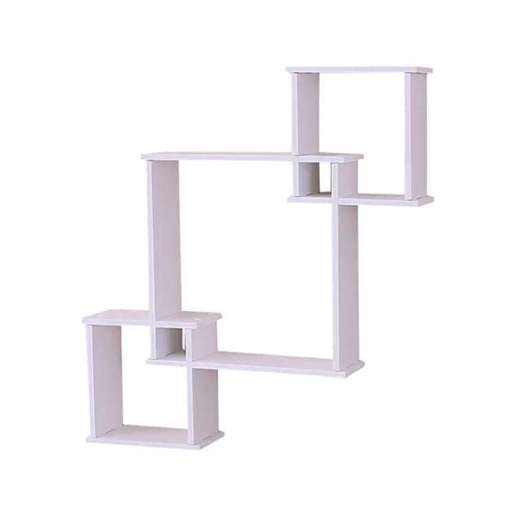Wall Shelf 3 Square Rack Simple Display Rack Background Wall Decoration Shelf(White)
