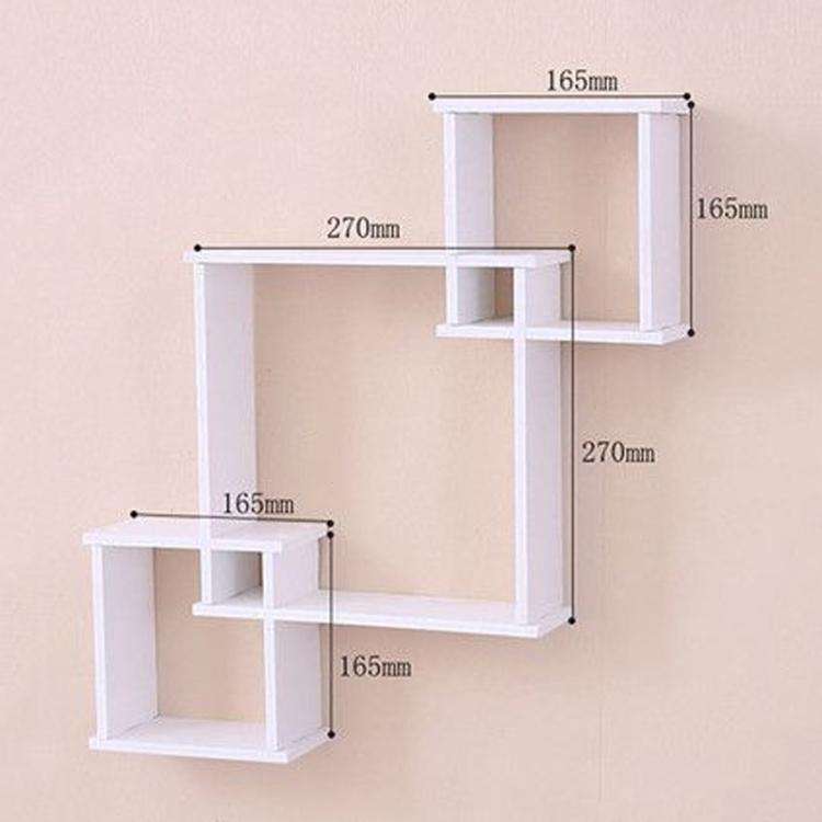 Wall Shelf 3 Square Rack Simple Display Rack Background Wall Decoration Shelf(White)
