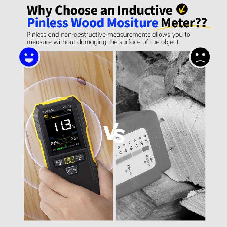 FNIRSI WMT-10 Wood Panel Moisture Tester Wall Surface Humidity Detector