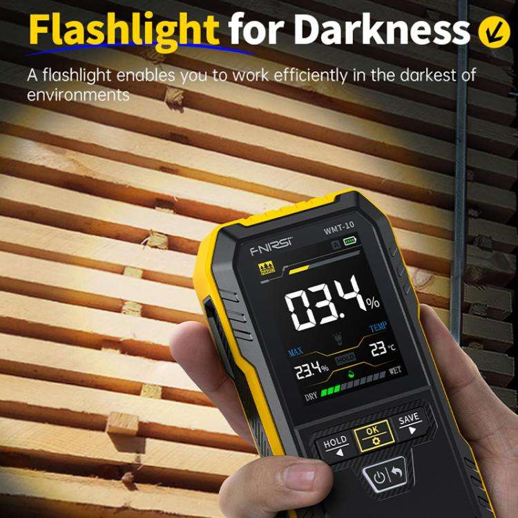 FNIRSI WMT-10 Wood Panel Moisture Tester Wall Surface Humidity Detector