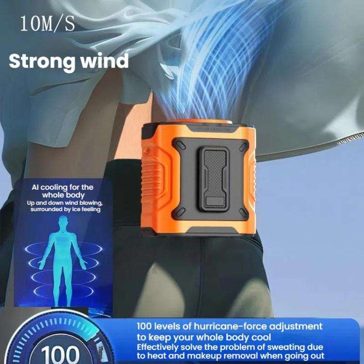 Portable Outdoor Hanging Waist Fan 100 Speeds Cooling Camping Neck Fan Long Life Charging Cooler(...