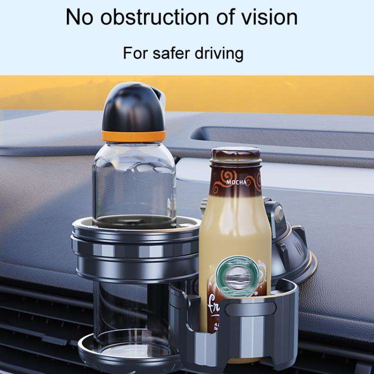 Car Multifunctional Water Cup Holder Auto Large Suction Cup Mounted Drink Rack, Style: Long Rod Gray