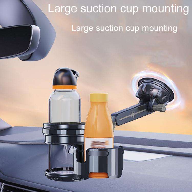 Car Multifunctional Water Cup Holder Auto Large Suction Cup Mounted Drink Rack, Style: Short Rod ...