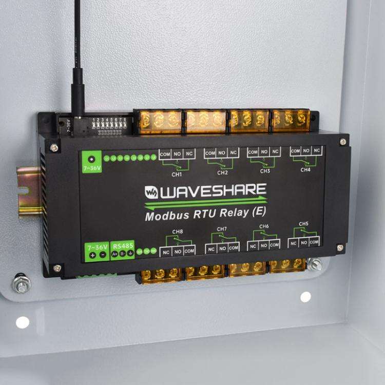 Waveshare Modbus RTU Protocol Rail-Mounted Case 8-Way RS485 30A High-Current Relay Module(30459)