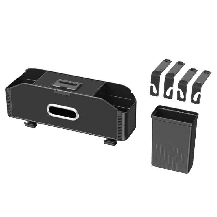 Car Seat Back Multifunctional Storage Box Pouch Phone Holder(Black Leather)