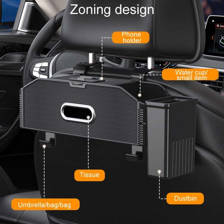 Car Seat Back Multifunctional Storage Box Pouch Phone Holder(Carbon Fiber Pattern)