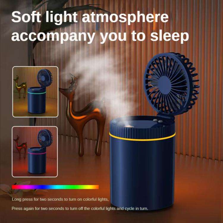 F98 Spray Cooling Desktop Small Fan Bedroom Office Portable Humidifier With Colored Lights, Color...
