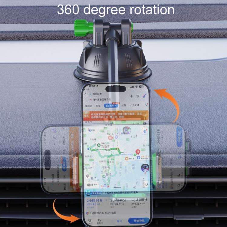 Extended Bendable Hose Car Phone Holder Windshield Dashboard Large Suction Cup Navigation Bracket...