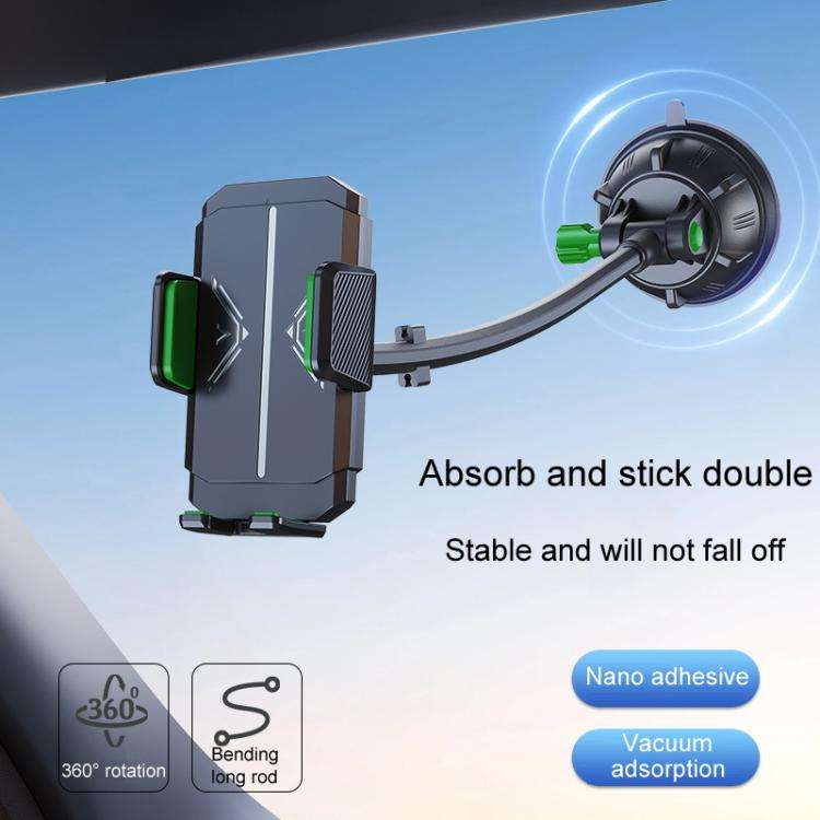Extended Bendable Hose Car Phone Holder Windshield Dashboard Large Suction Cup Navigation Bracket...