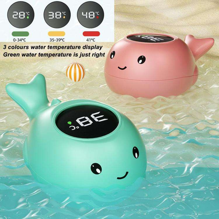IPX7 Waterproof Cartoon Whale Color LED Screen Smart Water Thermometer Baby Bath Thermometer(Pink)
