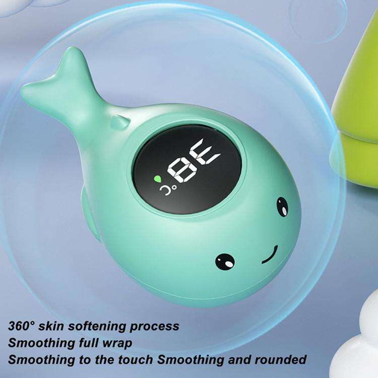 IPX7 Waterproof Cartoon Whale Color LED Screen Smart Water Thermometer Baby Bath Thermometer(Green)