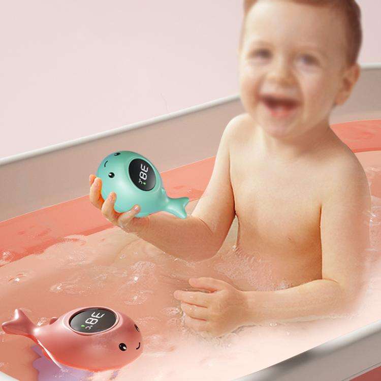 IPX7 Waterproof Cartoon Whale Color LED Screen Smart Water Thermometer Baby Bath Thermometer(Green)