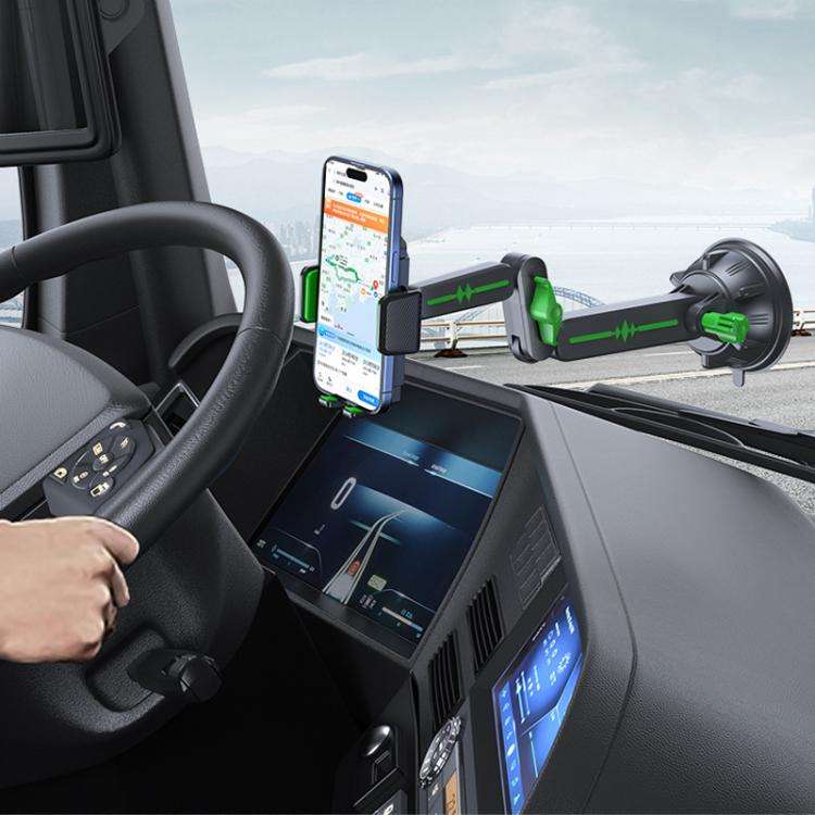 Extended Car Mechanical Arm Telescopic Cell Phone Holder Car Windshield Dashboard Large Suction C...